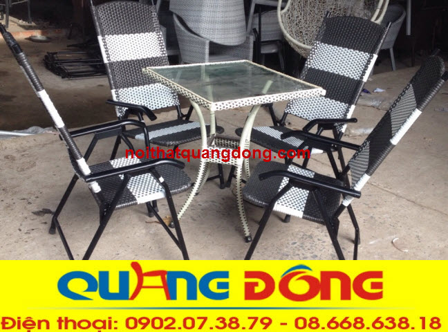 bàn ghế xếp giả mây
