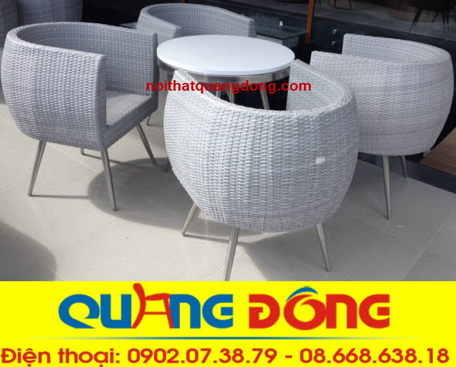 bàn ghế giả mây QD-302