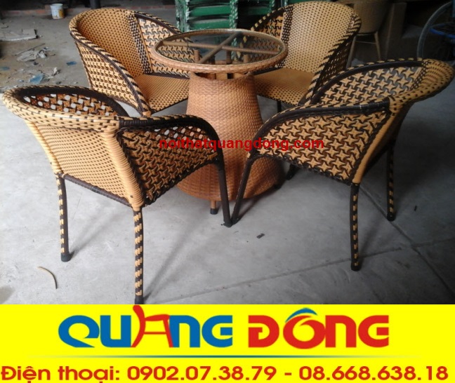 bàn ghế nhựa giả mây QD-063