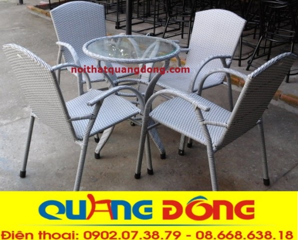 bàn ghế nhựa giả mây qd-077