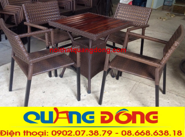 bàn ghế giả mây QD-306