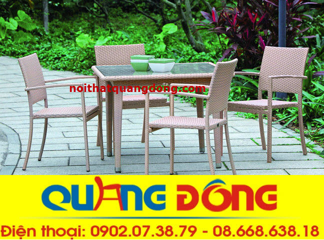 bàn ghế nhựa giả mây QD-269